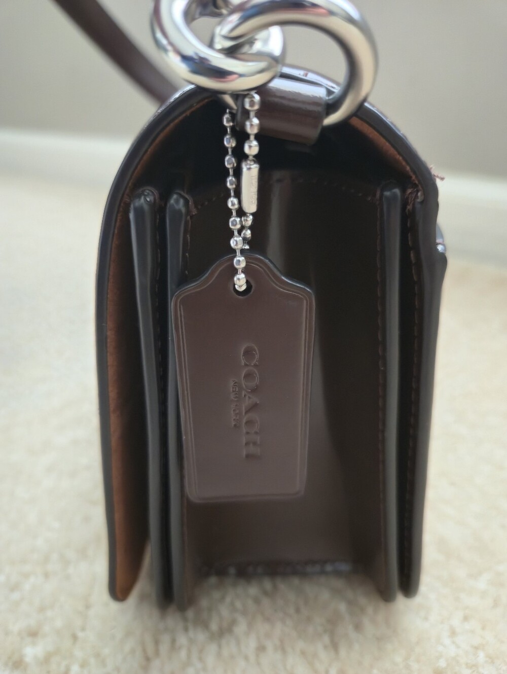 Coach Quinn In Spazzolato Leather Crossbody Bag in Maple And Silver Hardware - Picture 3 of 7